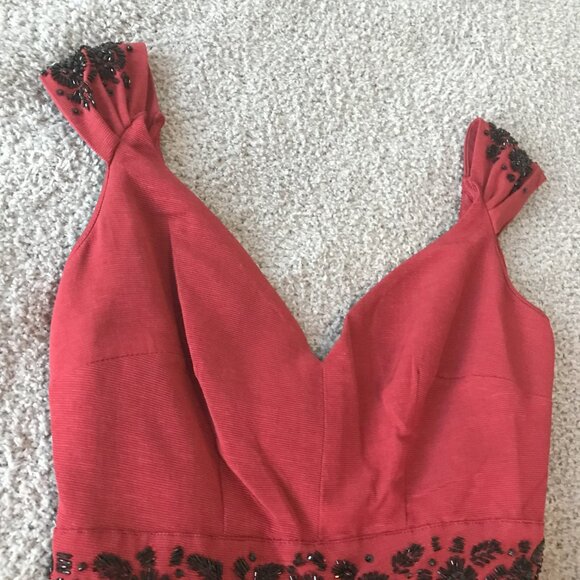 Trashy Diva by Candace Gwinn Red Ribbed Rayon Gown 50's Vintage Style NWT - Picture 3 of 7